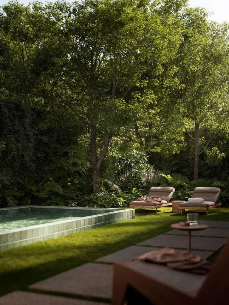 Garden La Mare Campeche — área externa com piscina e lounge